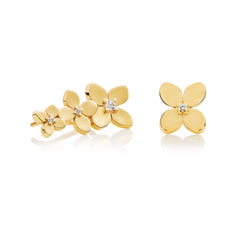 Bloom collection hydrangea stud and ear climber set with white topaz in 18K gold vermeil