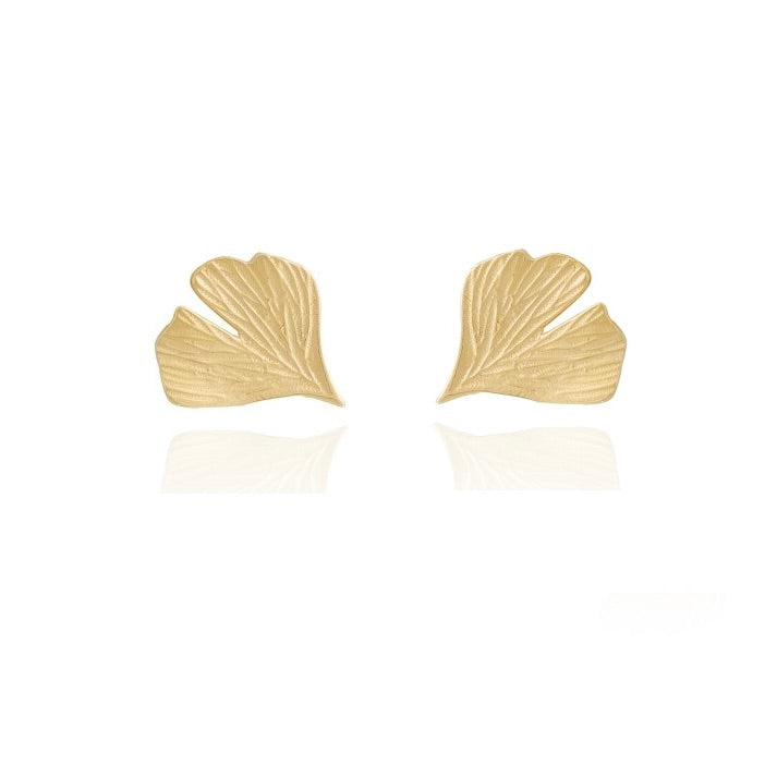 18K Gold Vermeil Ginkgo Leaf Stud - Ines Santos Jewellery