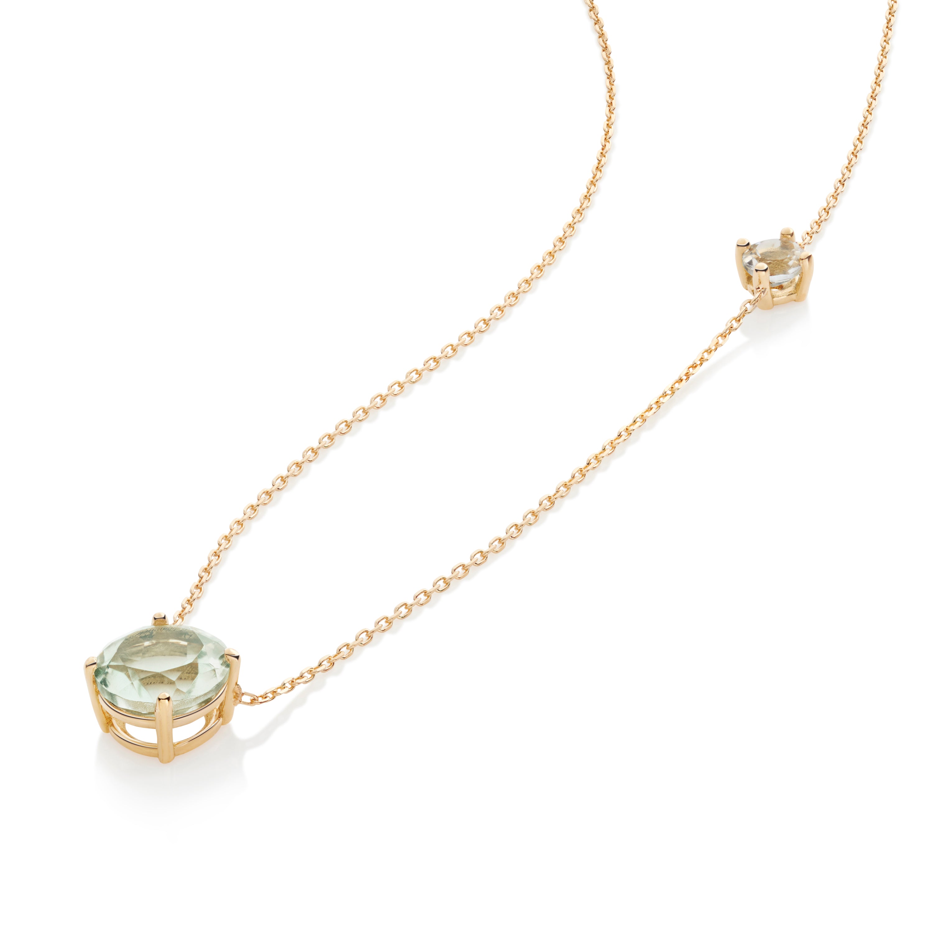 18K Solid Gold Green Amethyst Necklace - Ines Santos Jewellery