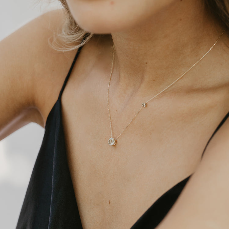 18K Solid Gold Green Amethyst Necklace - Ines Santos Jewellery