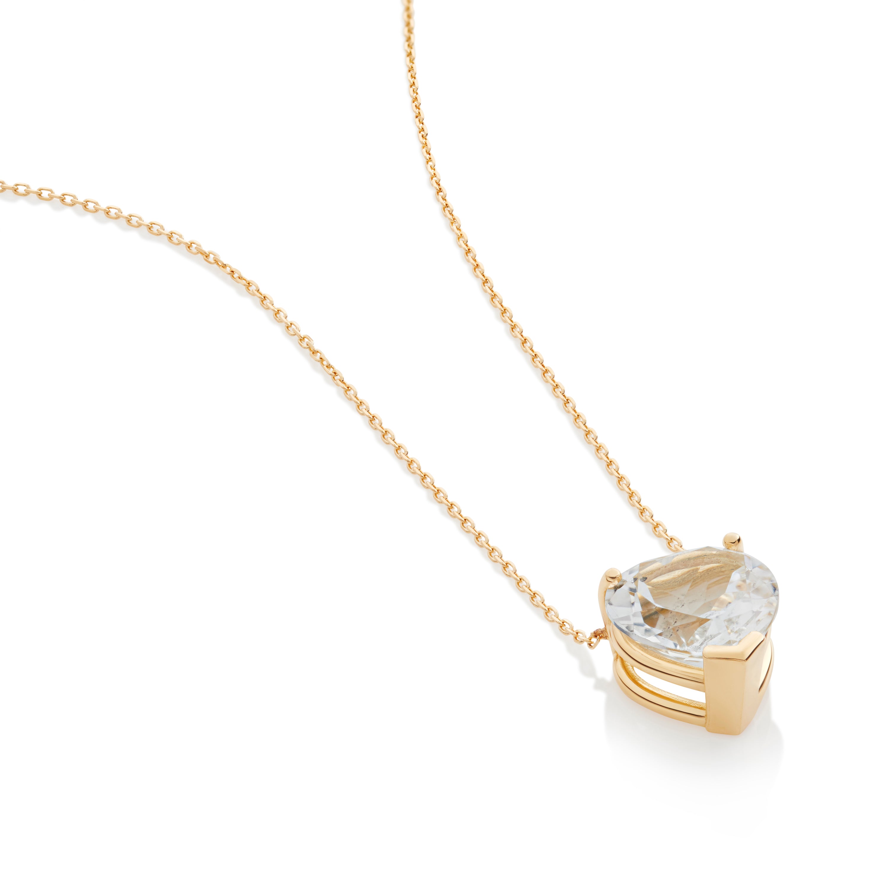 18K Solid Gold Hear Shaped Topaz Necklace - Ines Santos Jewellery