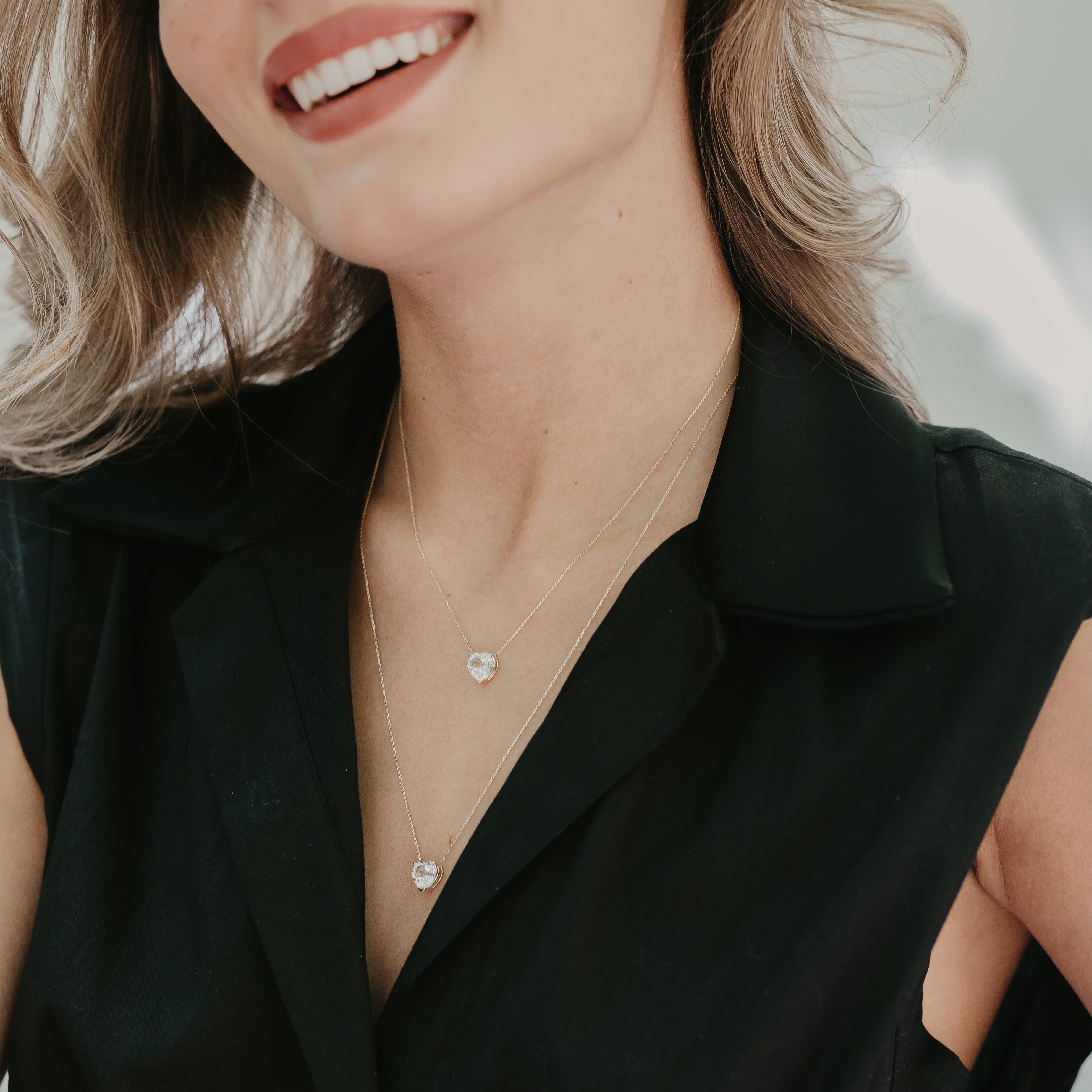 18K Solid Gold Hear Shaped Topaz Necklace - Ines Santos Jewellery