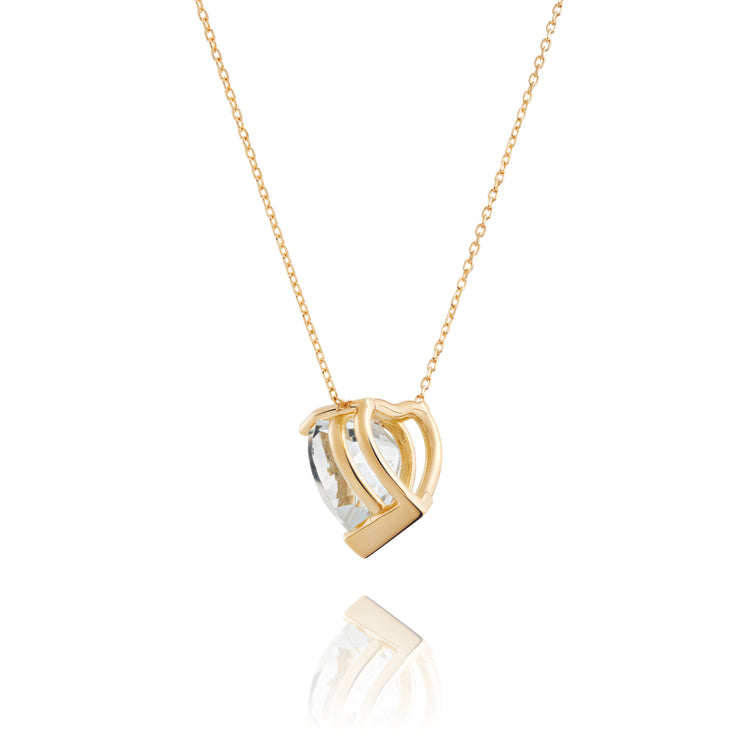 18K Solid Gold Hear Shaped Topaz Necklace - Ines Santos Jewellery