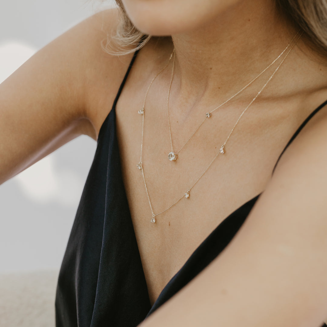 18K Solid Gold Mini Topaz Necklace - Ines Santos Jewellery