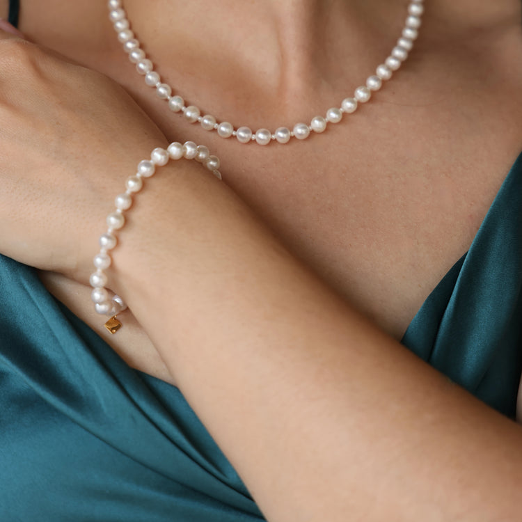 Inês Santos Jewellery - gemstone jewelry - 18K Gold Vermeil Fresh Water Pearls Beaded Bracelet