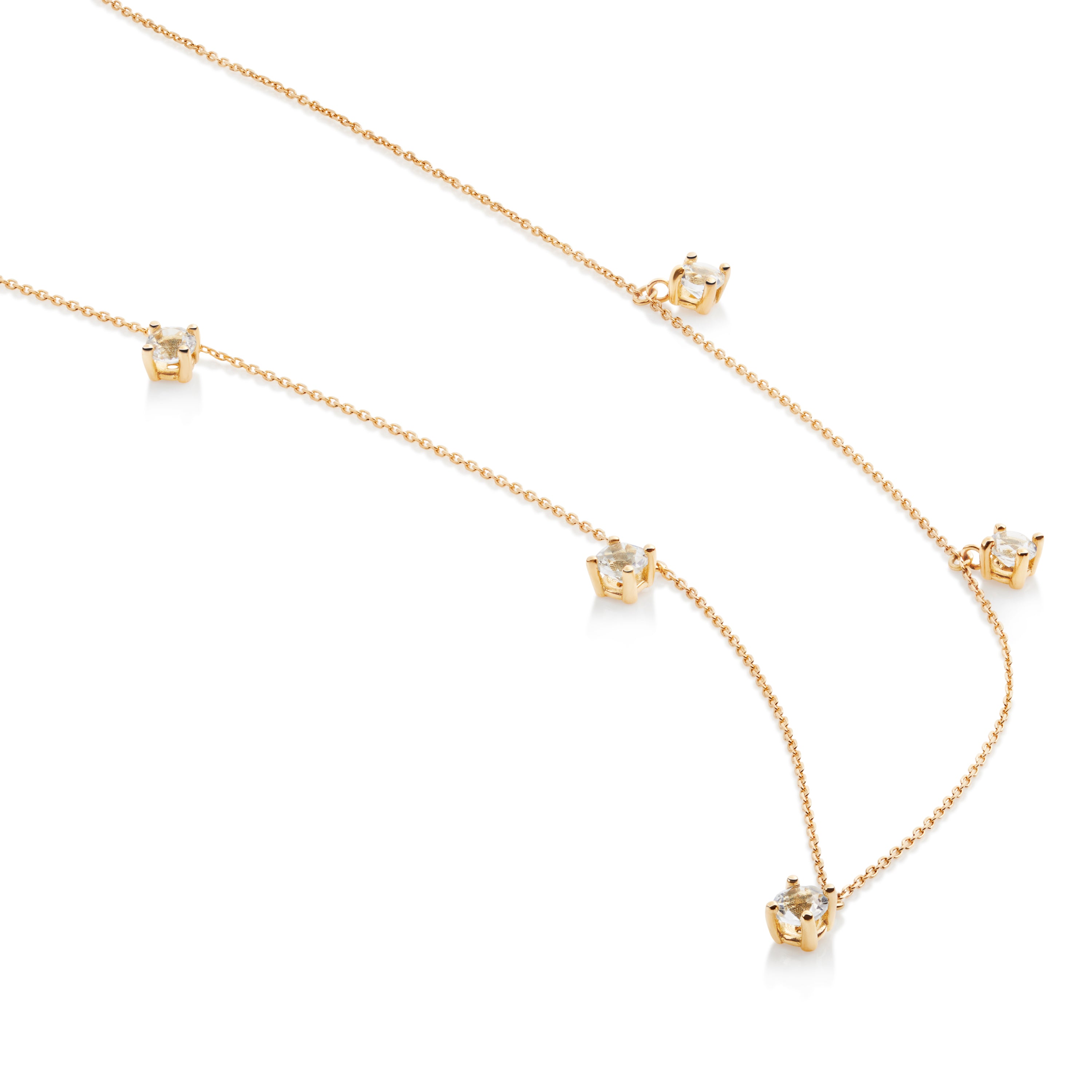 18K Solid Gold Mini Topaz Necklace - gold jewelry with gemstones - Ines Santos Jewellery