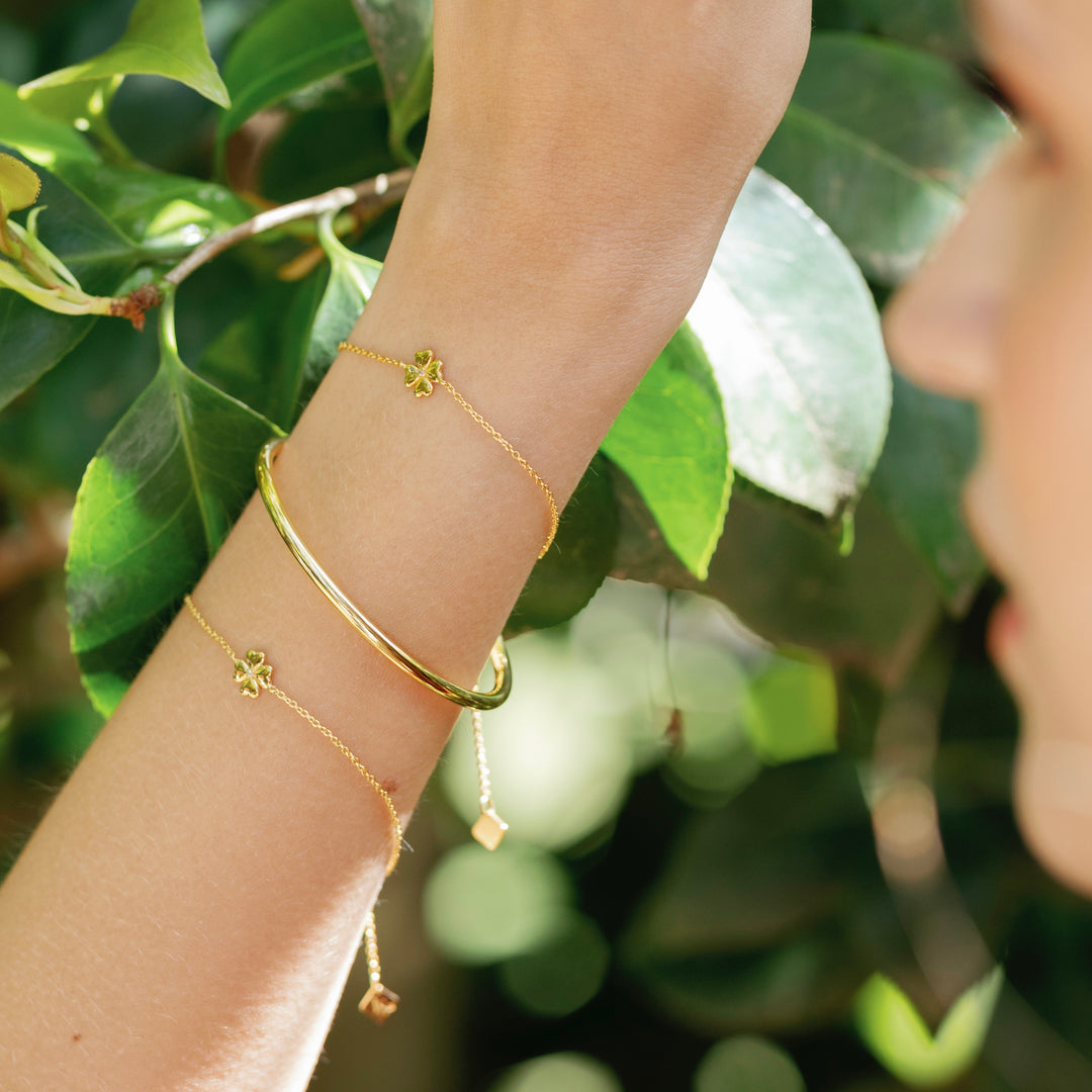 Bracelet feuille de trèfle en vermeil or 18 carats