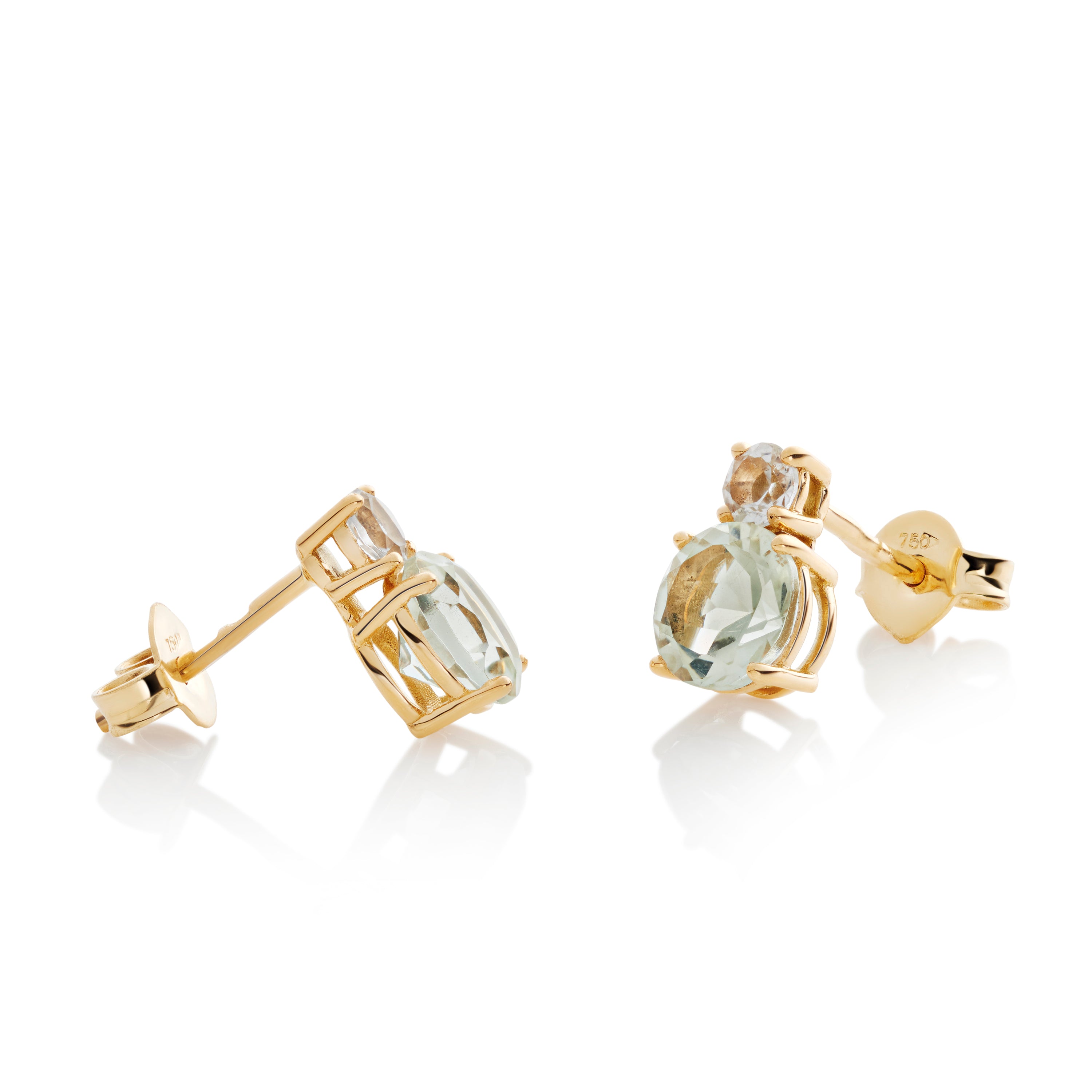 18K Solid Gold Green Amethyst Earrings - Ines Santos Jewellery 