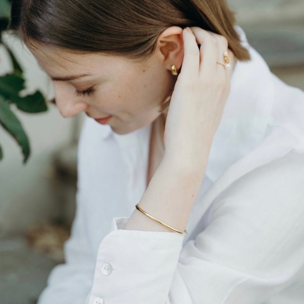 18K Gold Vermeil Open Bangle Bracelet - Minimalist Jewelry - Ines Santos Jewellery