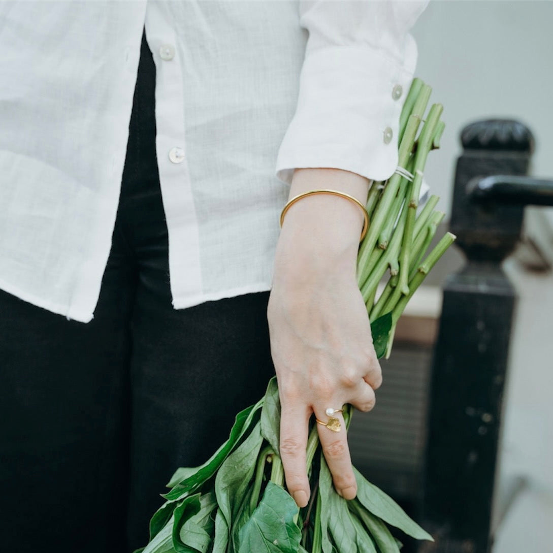 18K Gold Vermeil Open Bangle Bracelet - Minimalist Jewelry - Ines Santos Jewellery