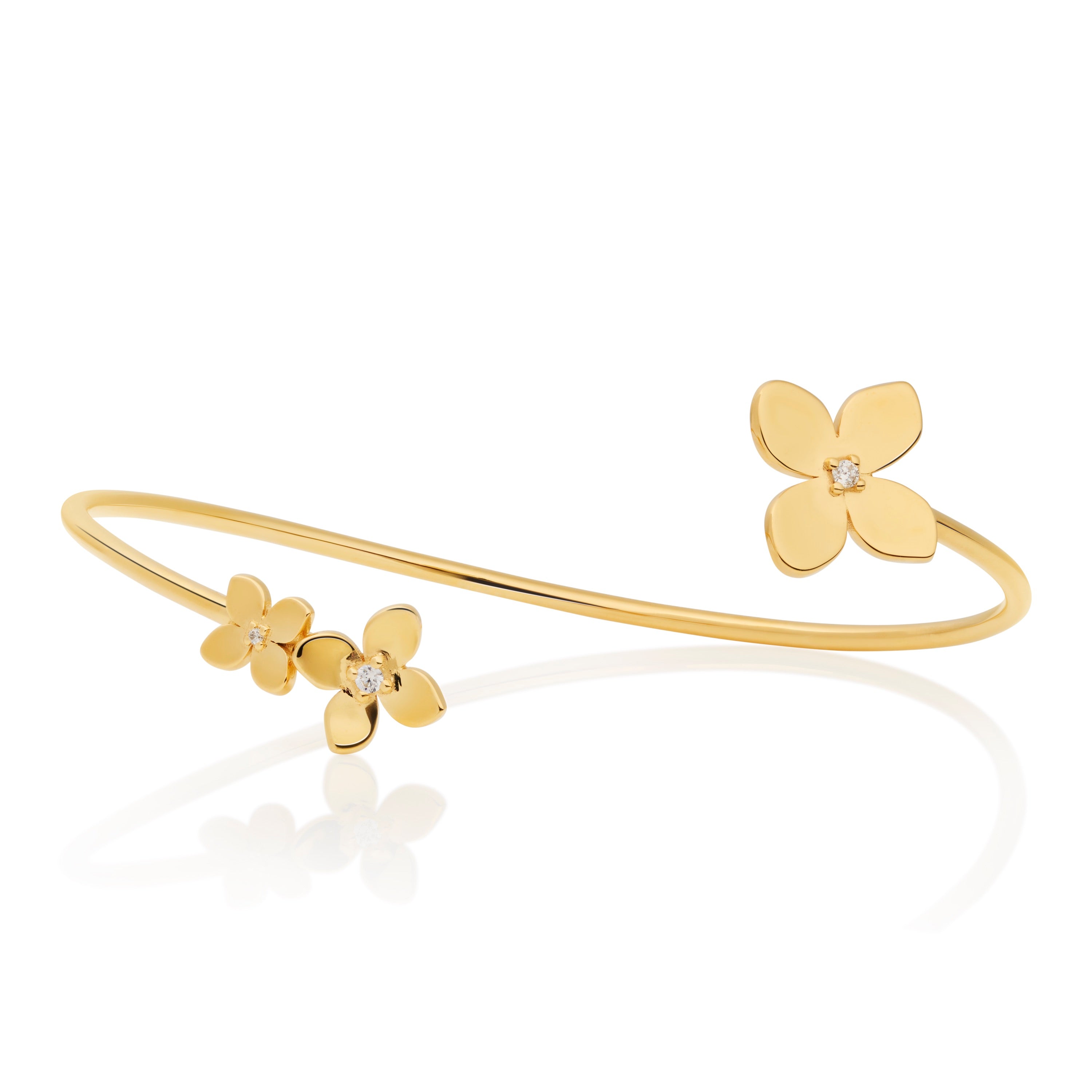 18kt yellow cheapest gold flower cuff bracelet