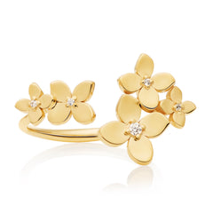 Bloom collection hydrangea cluster ring with white topaz in 18K gold vermeil