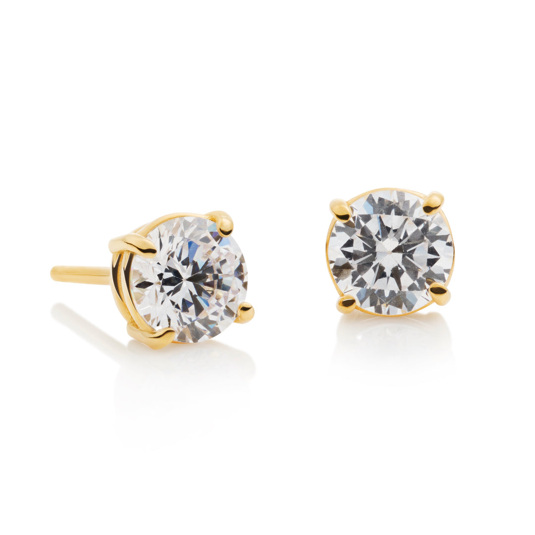 Clous d'oreilles topaze blanche en vermeil or 18 carats