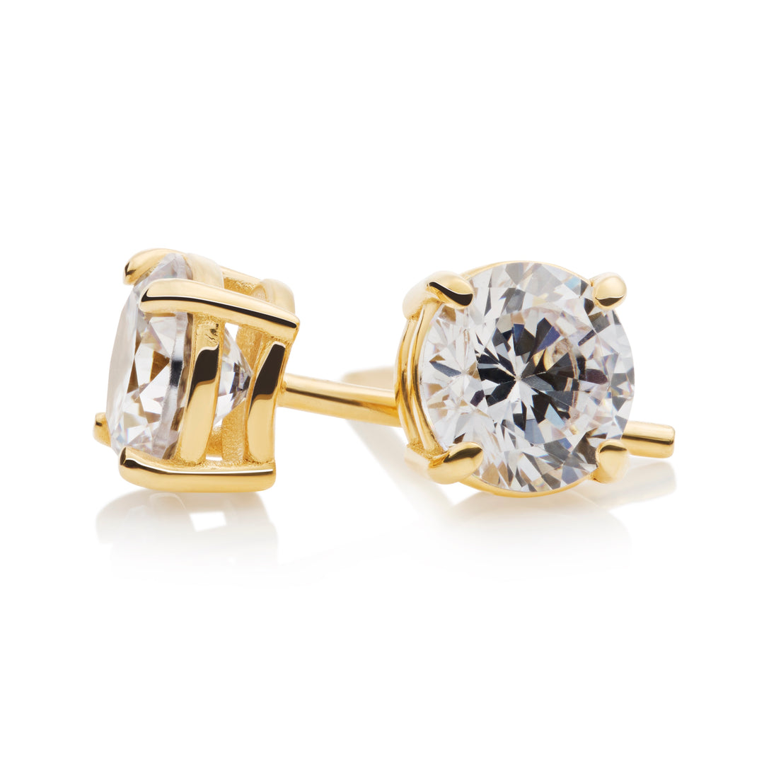 Clous d'oreilles topaze blanche en vermeil or 18 carats
