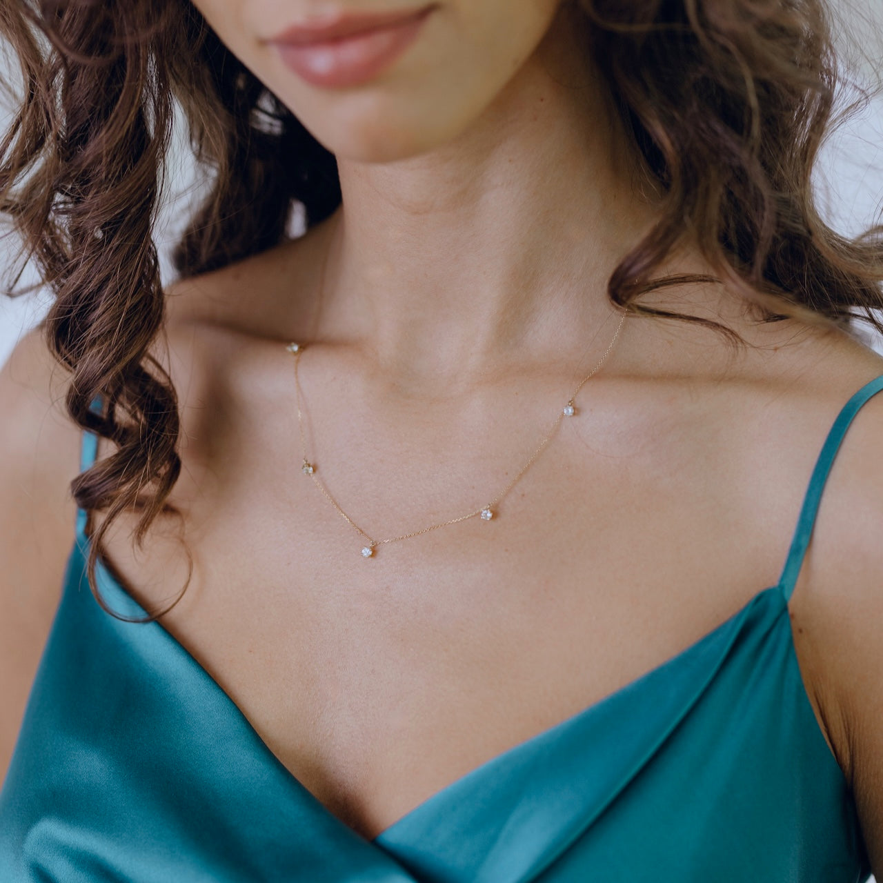 18K Solid Gold Mini Topaz Necklace - gold jewelry with gemstones - Ines Santos Jewellery