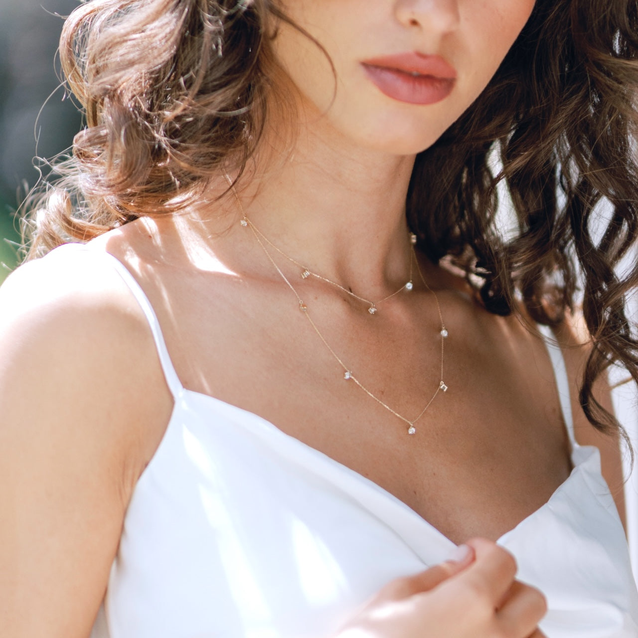 18K Solid Gold Mini Topaz Necklace - gold jewelry with gemstones - Ines Santos Jewellery