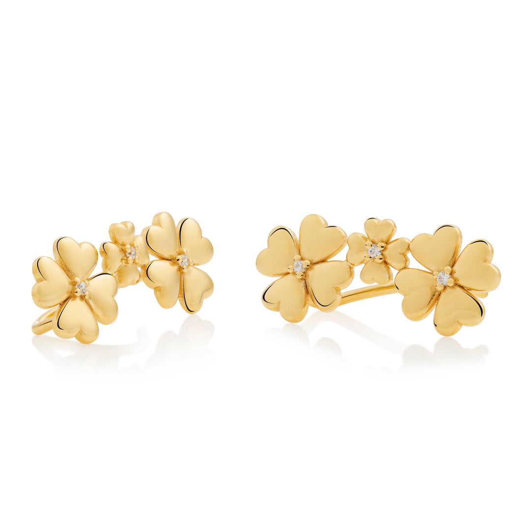 Kleeblatt Ear Climbers aus 18 Karat Gold Vermeil