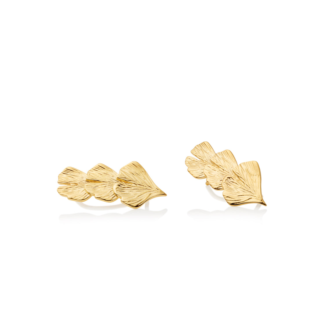 Ginkgo Kletterer Ohrringe aus 18 Karat Gold Vermeil (Paar)