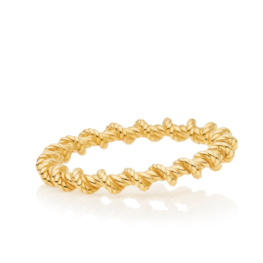 Sleek collection twist ring in 18K gold vermeil showing curved band design