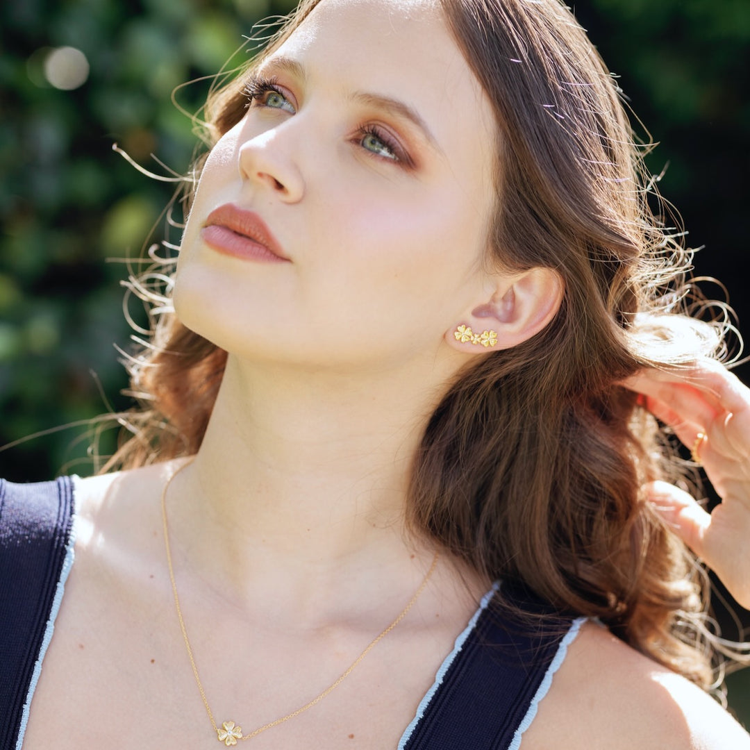 Kleeblatt Ear Climbers aus 18 Karat Gold Vermeil