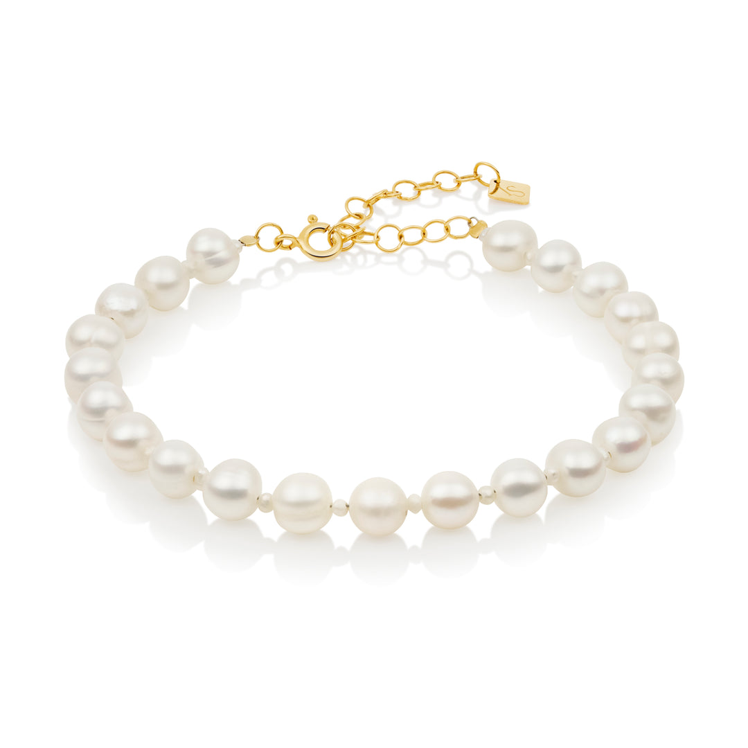 Inês Santos Jewellery - gemstone jewelry - 18K Gold Vermeil Fresh Water Pearls Beaded Bracelet