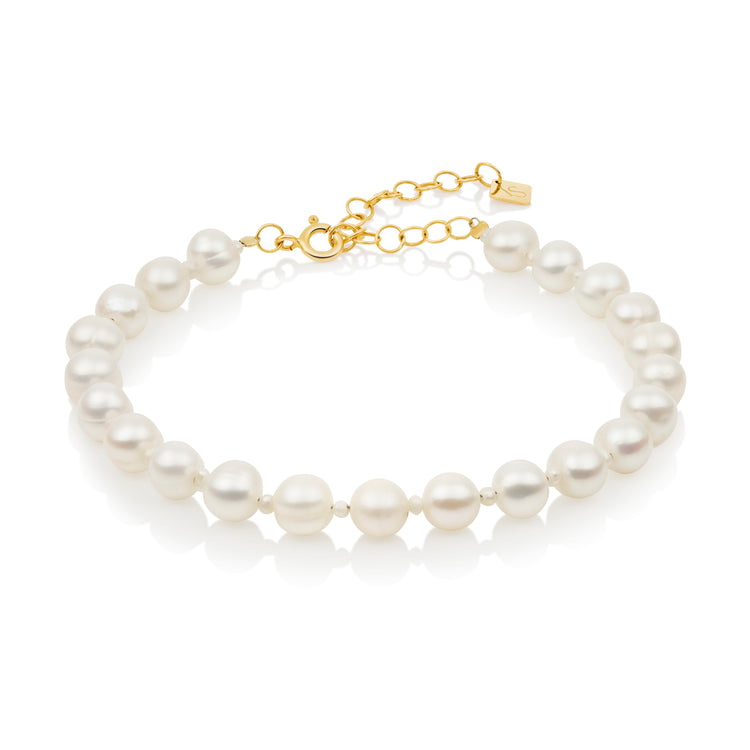 Inês Santos Jewellery - gemstone jewelry - 18K Gold Vermeil Fresh Water Pearls Beaded Bracelet