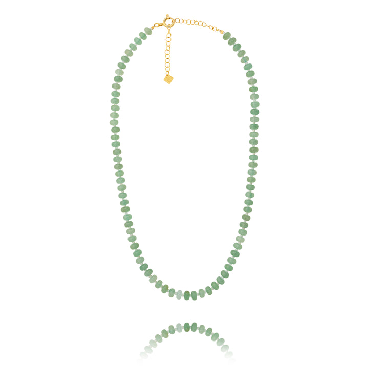 Inês Santos Jewellery - gemstone jewelry - 18K Gold Vermeil Green Aventurine and Fresh Water Pearl Beaded Necklace