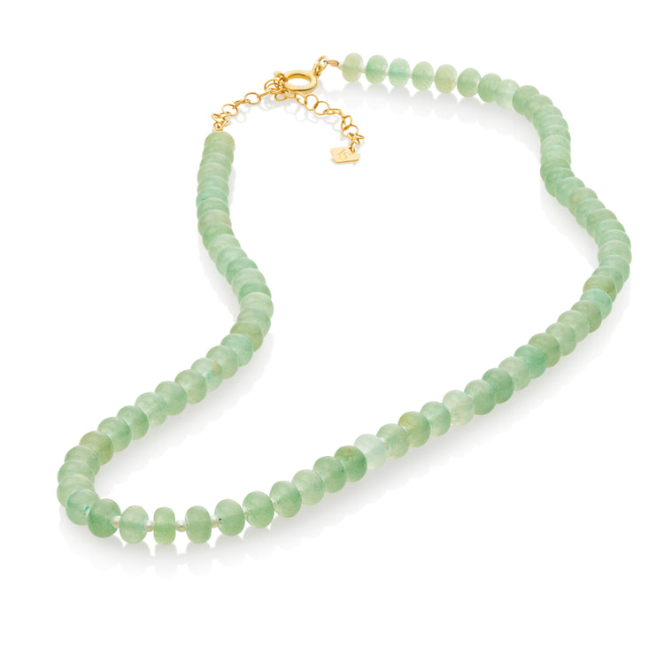 Inês Santos Jewellery - gemstone jewelry - 18K Gold Vermeil Green Aventurine and Fresh Water Pearl Beaded Necklace