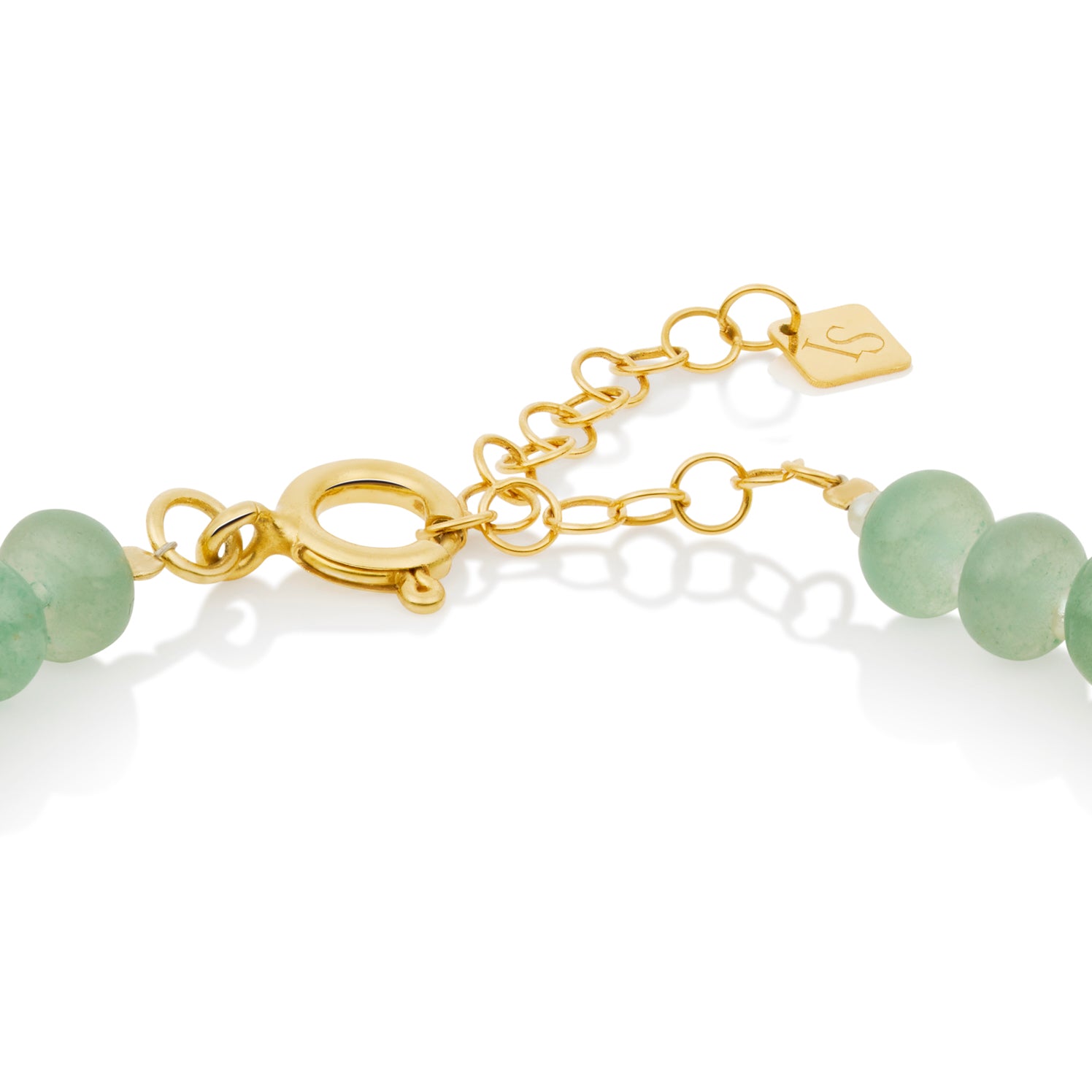 Inês Santos Jewellery - gemstone jewelry - 18K Gold Vermeil Green Aventurine and Fresh Water Pearls Beaded Bracelet