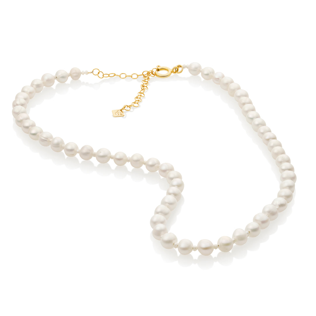 Inês Santos Jewellery - pearl jewelry - 18K Gold Vermeil Fresh Water Pearl Beaded Necklace