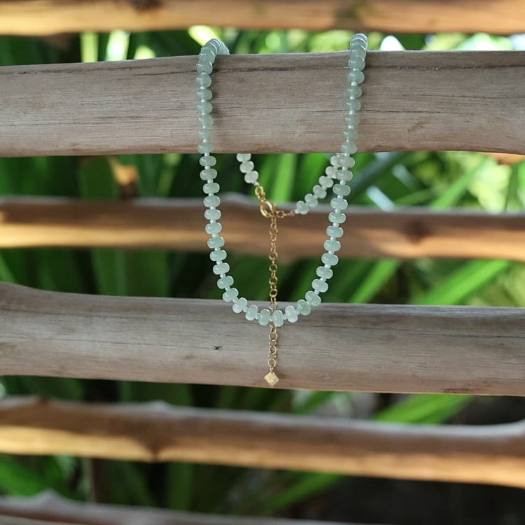 Inês Santos Jewellery - gemstone jewelry - 18K Gold Vermeil Green Aventurine and Fresh Water Pearl Beaded Necklace