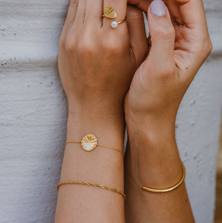 18K Gold Vermeil Water Lily Leaf Bracelet - INES SANTOS JEWELLERY | Women's Luxury Jewellery | Sustainable Jewellery | Designer Jewellery